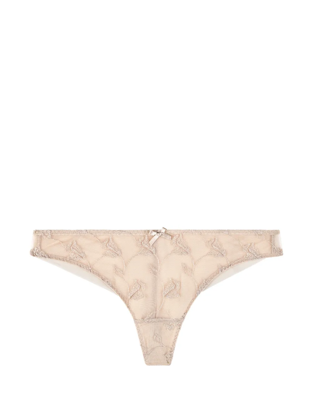 Aubade Softessence Floral-embroidered Tanga In Neutral