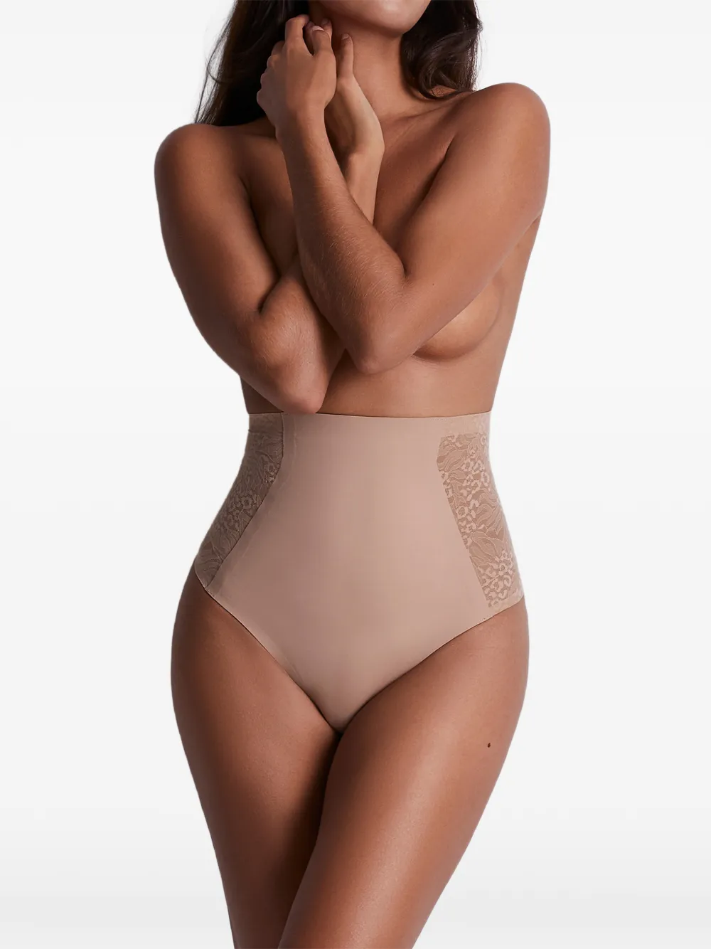 Aubade Sculpt string met kanten vlak Beige
