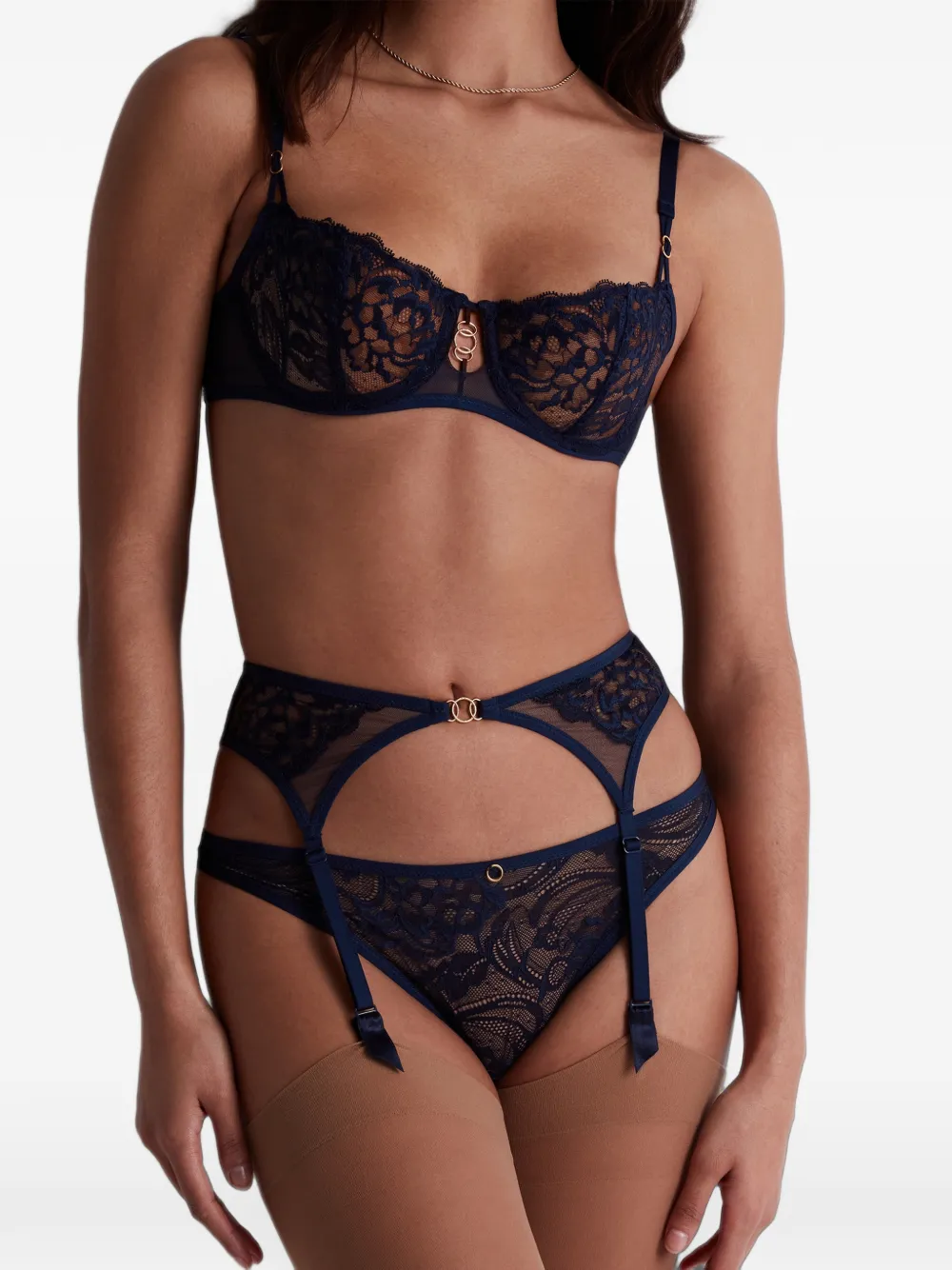 Aubade Feeling Myself bretels met kanten vlak Blauw