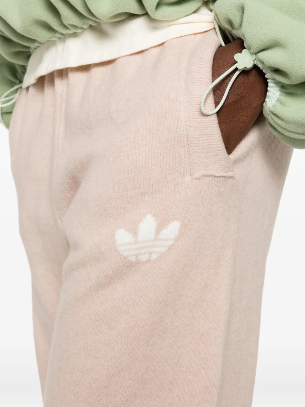 adidas logo-embroidered drawstring track pants Beige