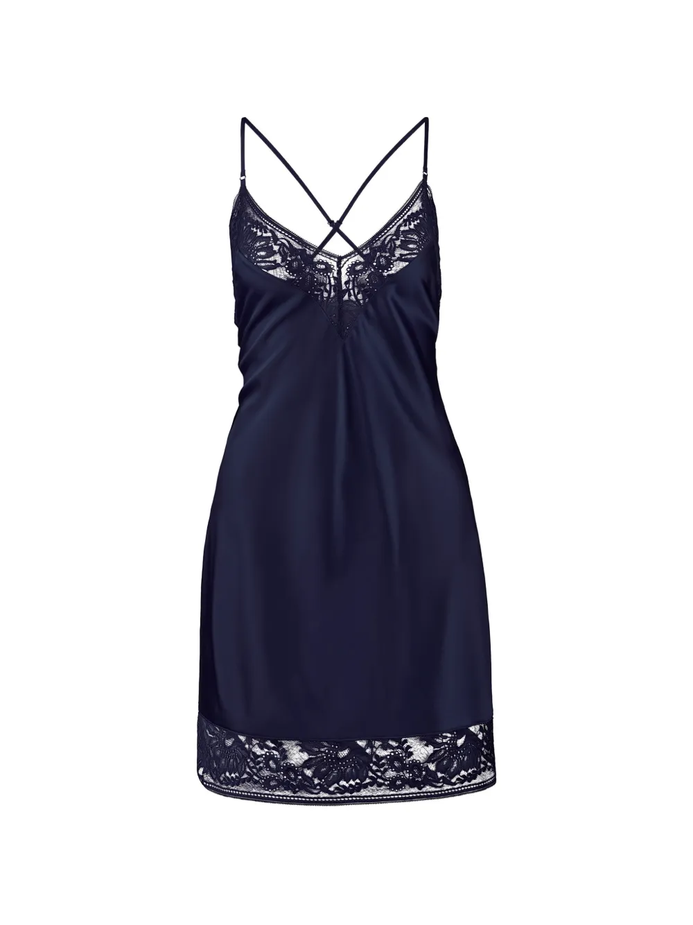Aubade robe-nuisette Midnight Whisper bordée de dentelle - Bleu Aubade robe-nuisette Midnight Whisper bordée de dentelle - Bleu