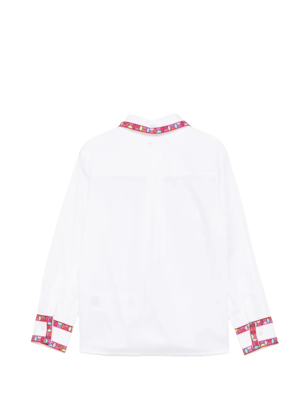 PUCCI Junior geometric-trim embroidered shirt Wit