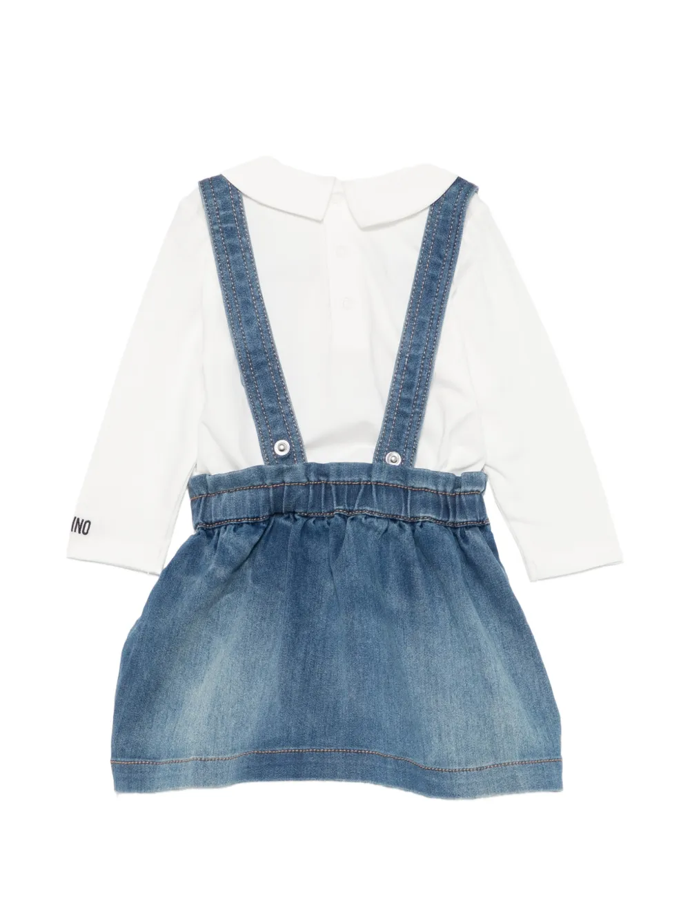 Moschino Kids Teddy Bear denim jurk (set van twee) Wit