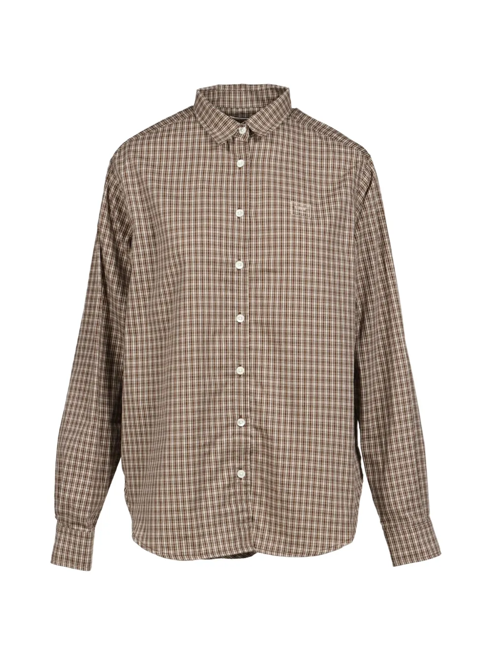 GLOWNY check embroidered button-up shirt