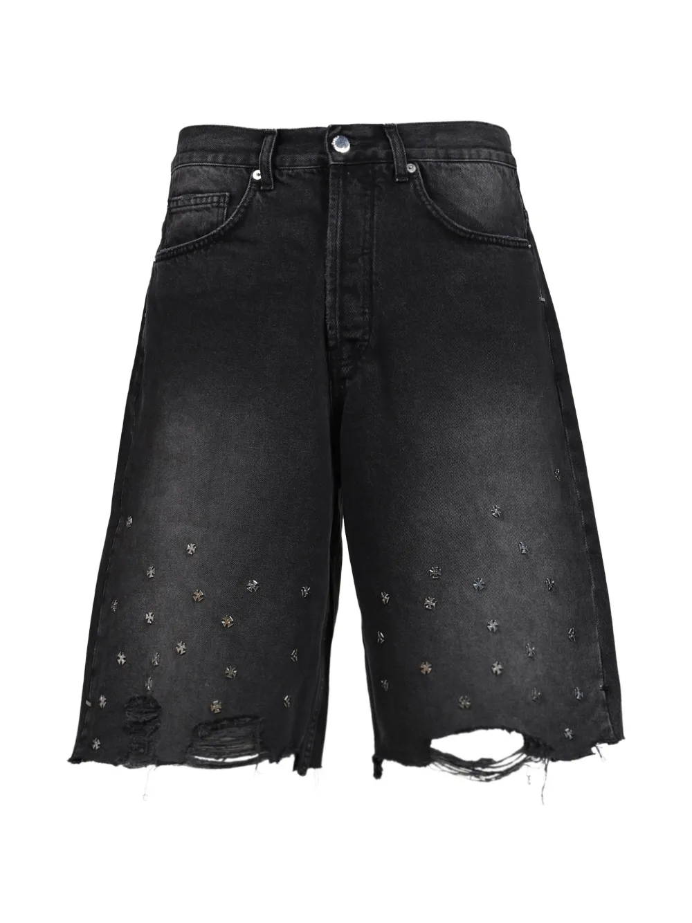 ASKYURSELF Cross Pin distressed shorts - Nero
