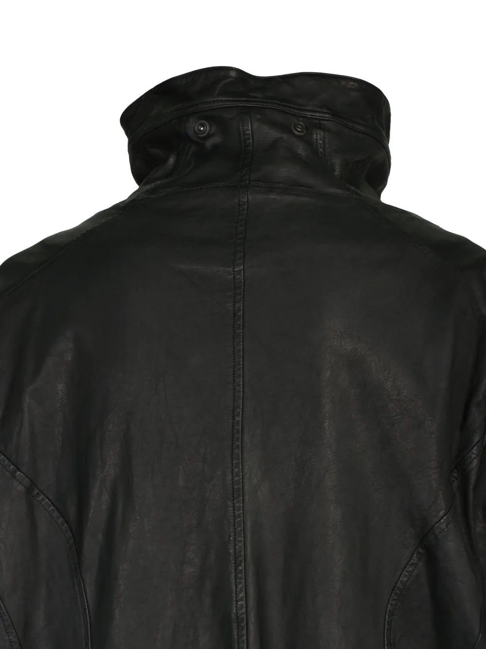 Julius Leren jas met verwassen effect Zwart
