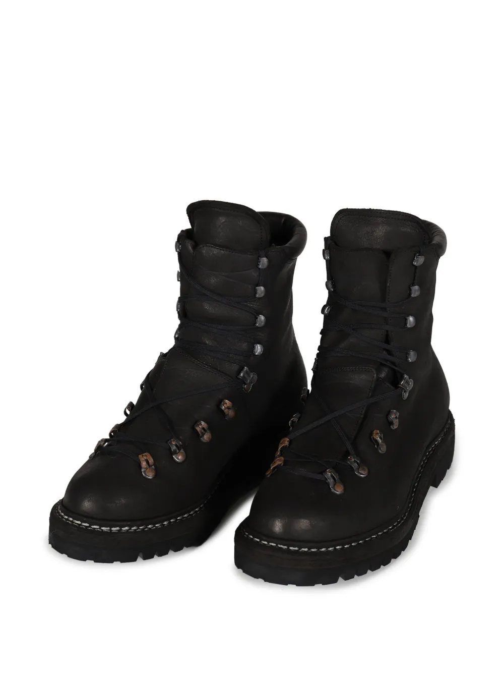 Guidi lace-up leather ankle boots Zwart