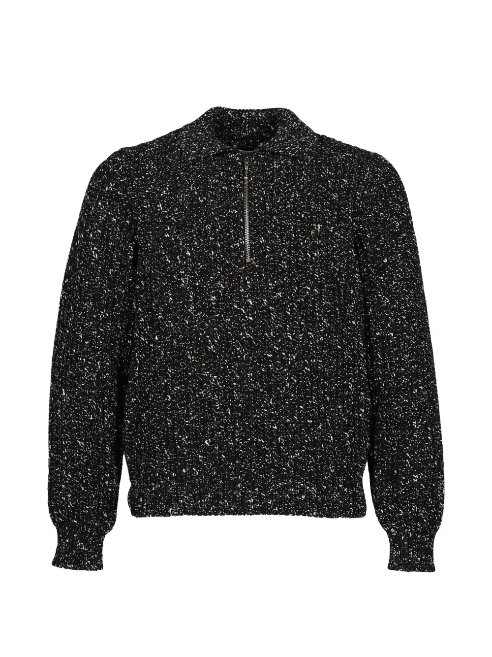 Ernest W Baker Tweed Half-zip Sweater In Black