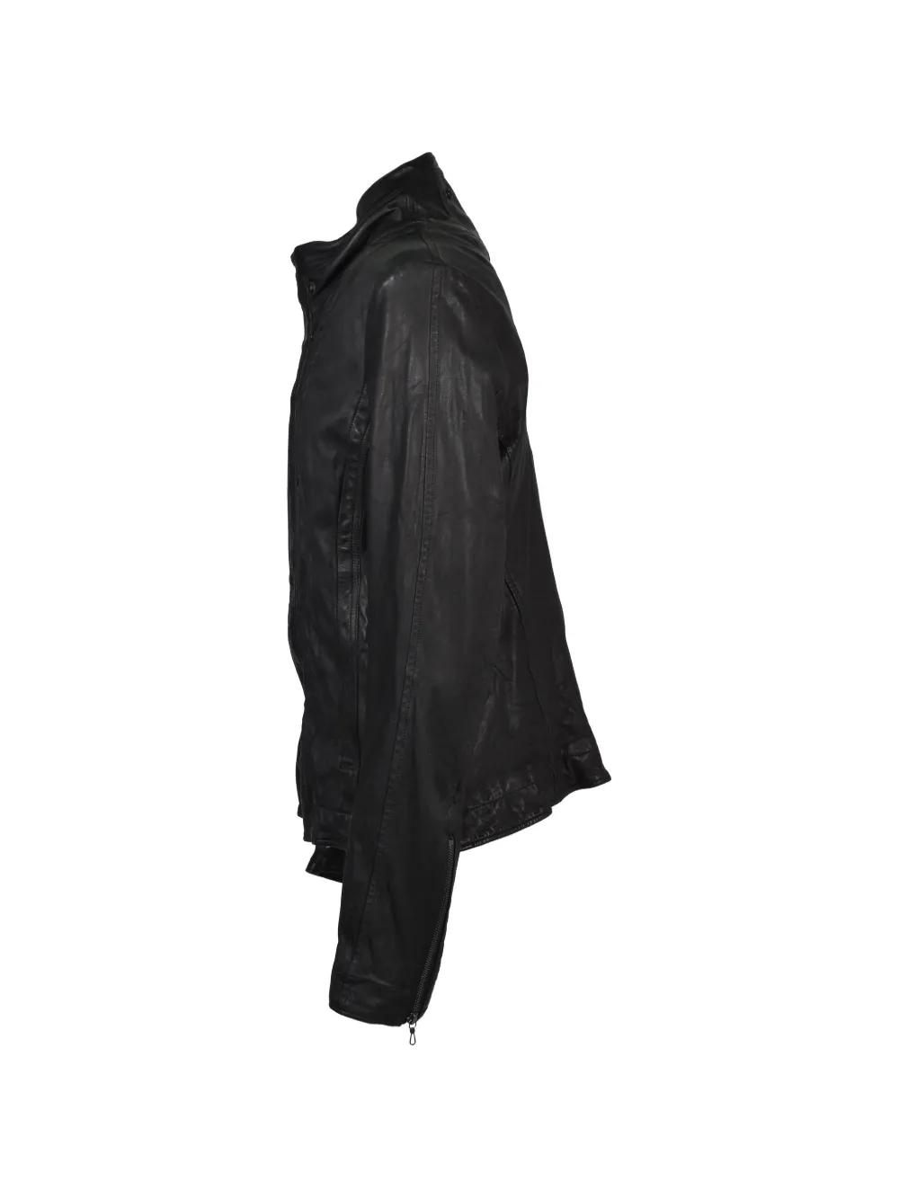Julius Urban leren jack met naaddetail Zwart