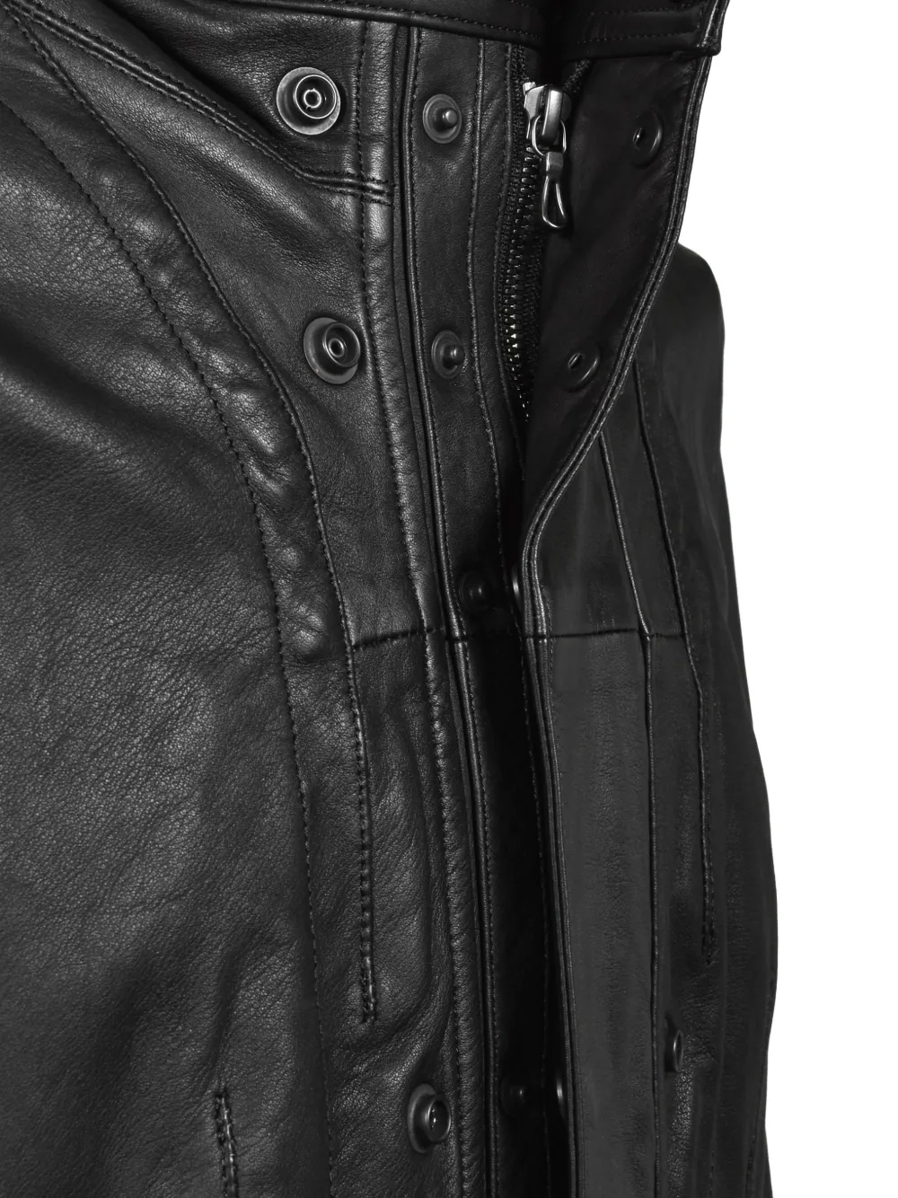 Julius Urban leren jack met naaddetail Zwart