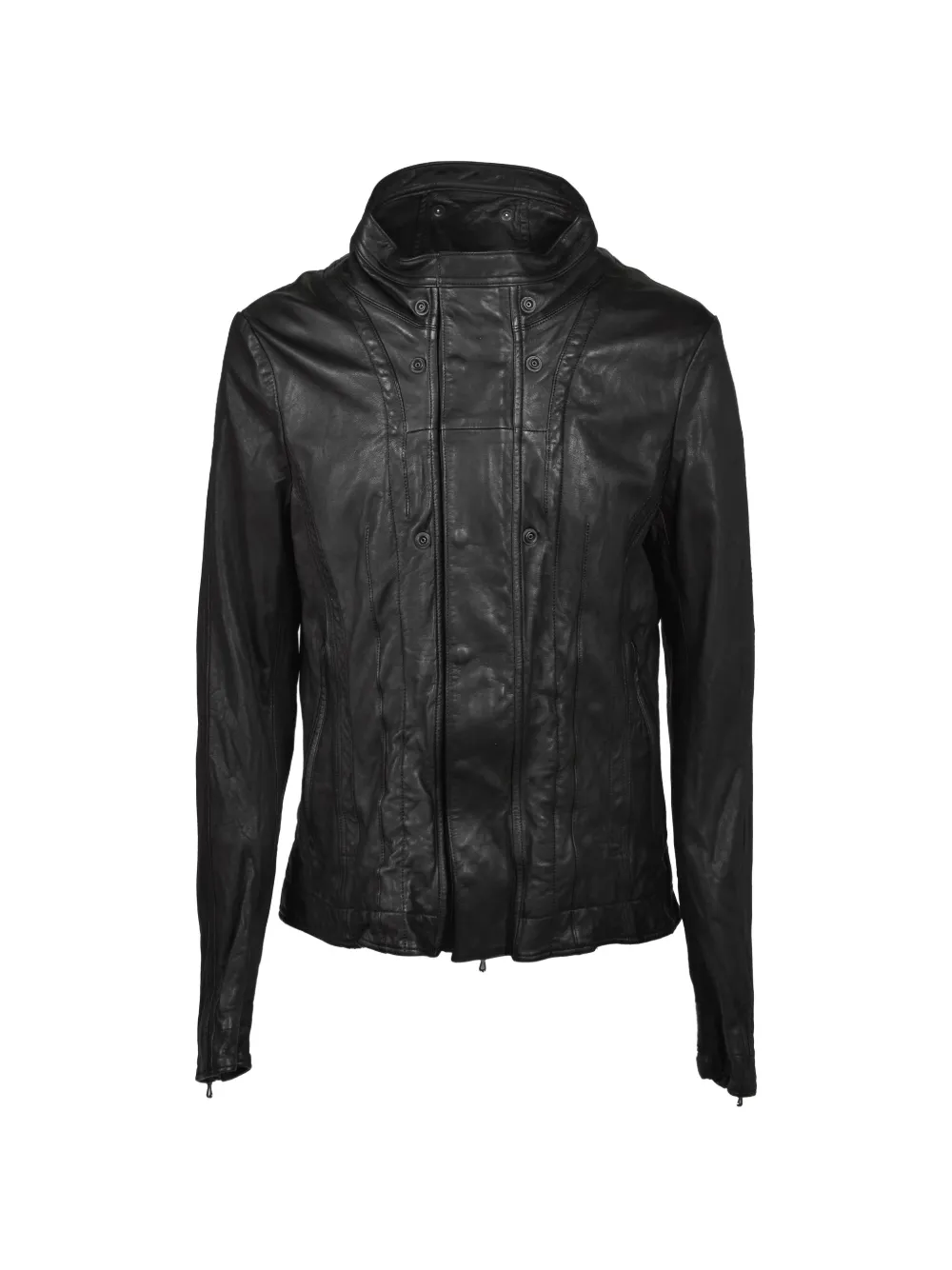 Julius Urban seam-detail washed leather jacket - Nero