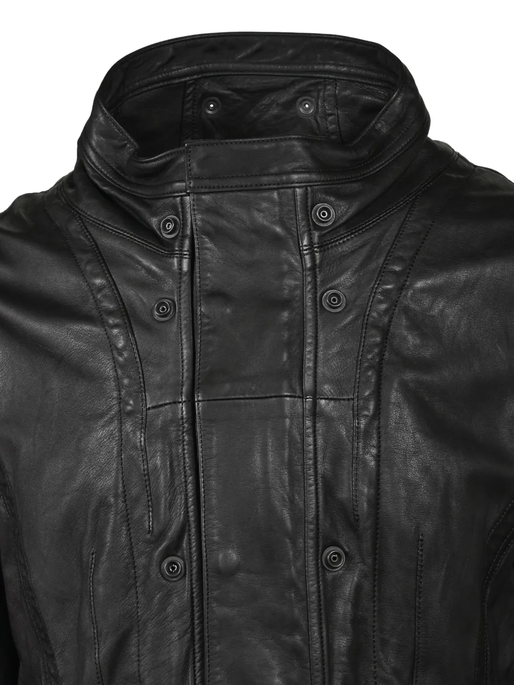 Julius Urban leren jack met naaddetail Zwart