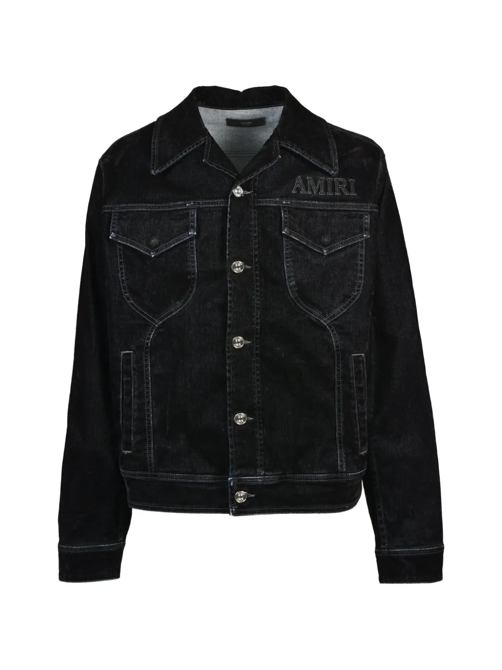 AMIRI logo-patch denim jacket - Nero