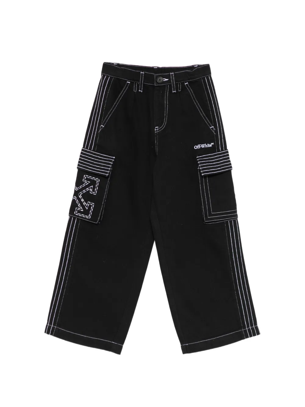 Off-White Kids Arrows-patch contrast-stitch cargo pants - Nero