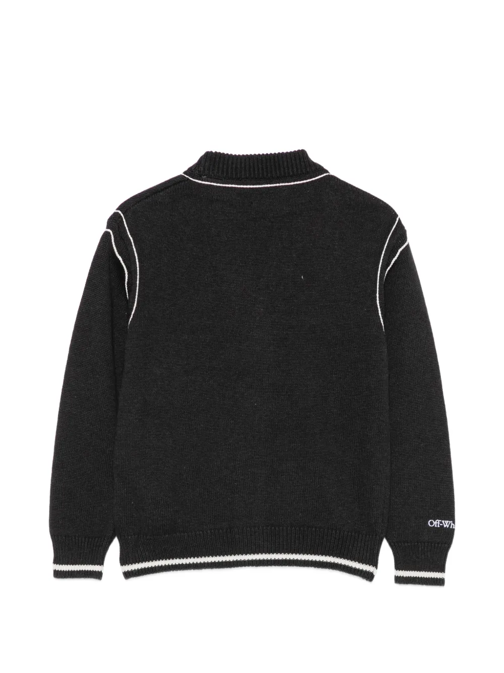Off-White Kids piped-trim knit cardigan Zwart