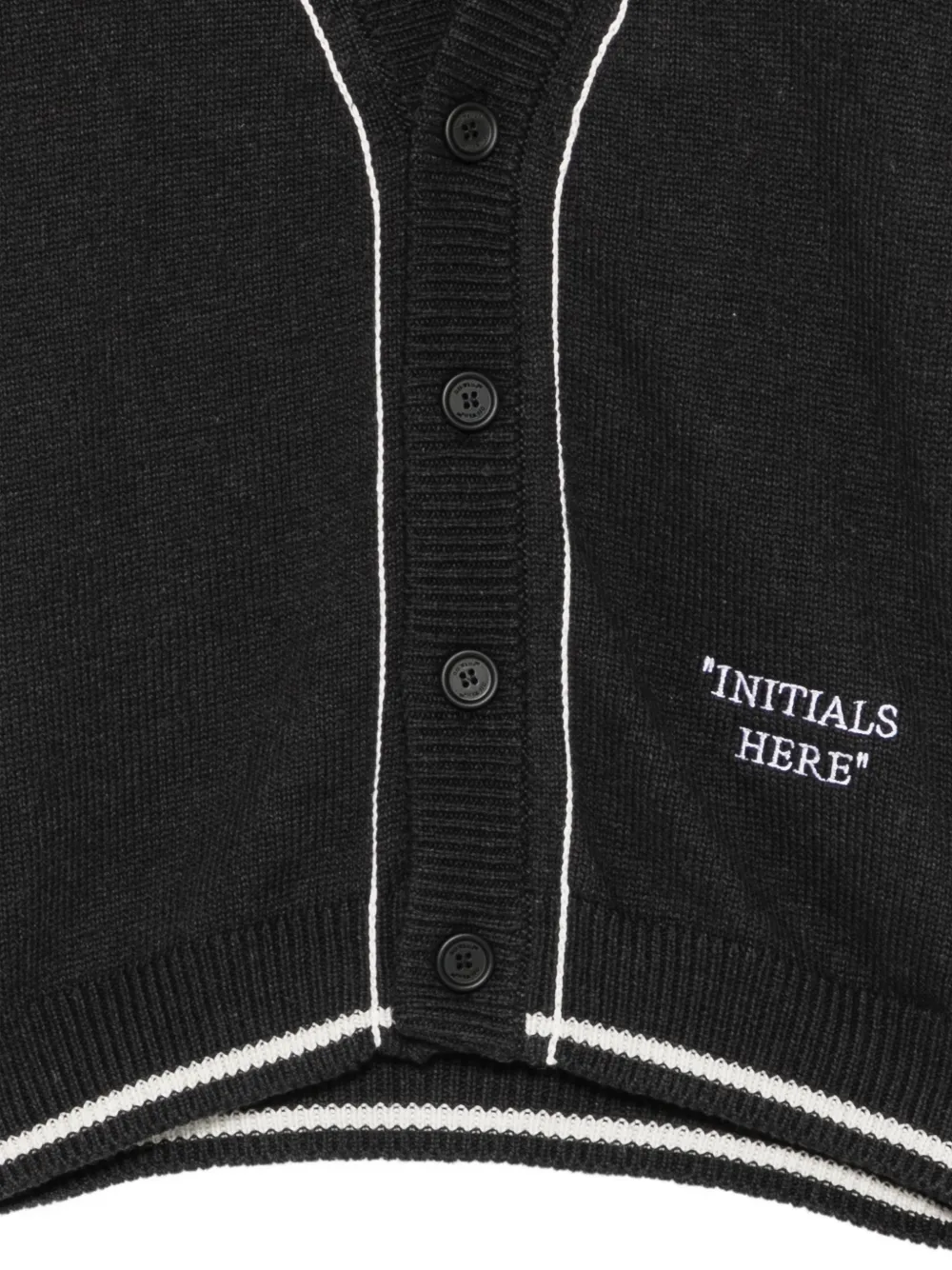 Off-White Kids piped-trim knit cardigan Zwart