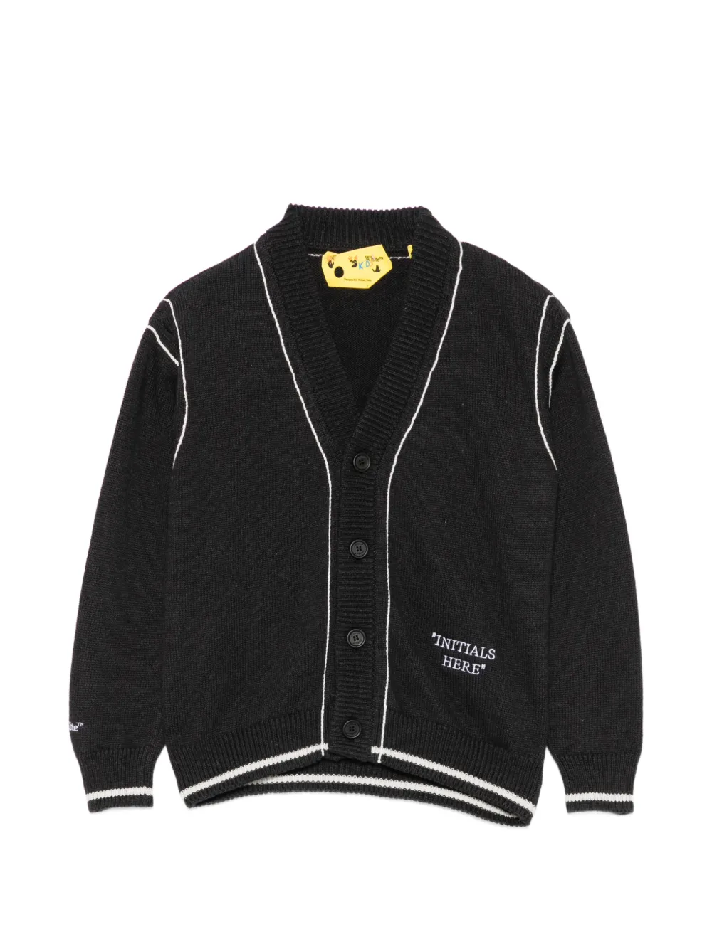 Off-White Kids Strickcardigan mit Paspelierung - Schwarz