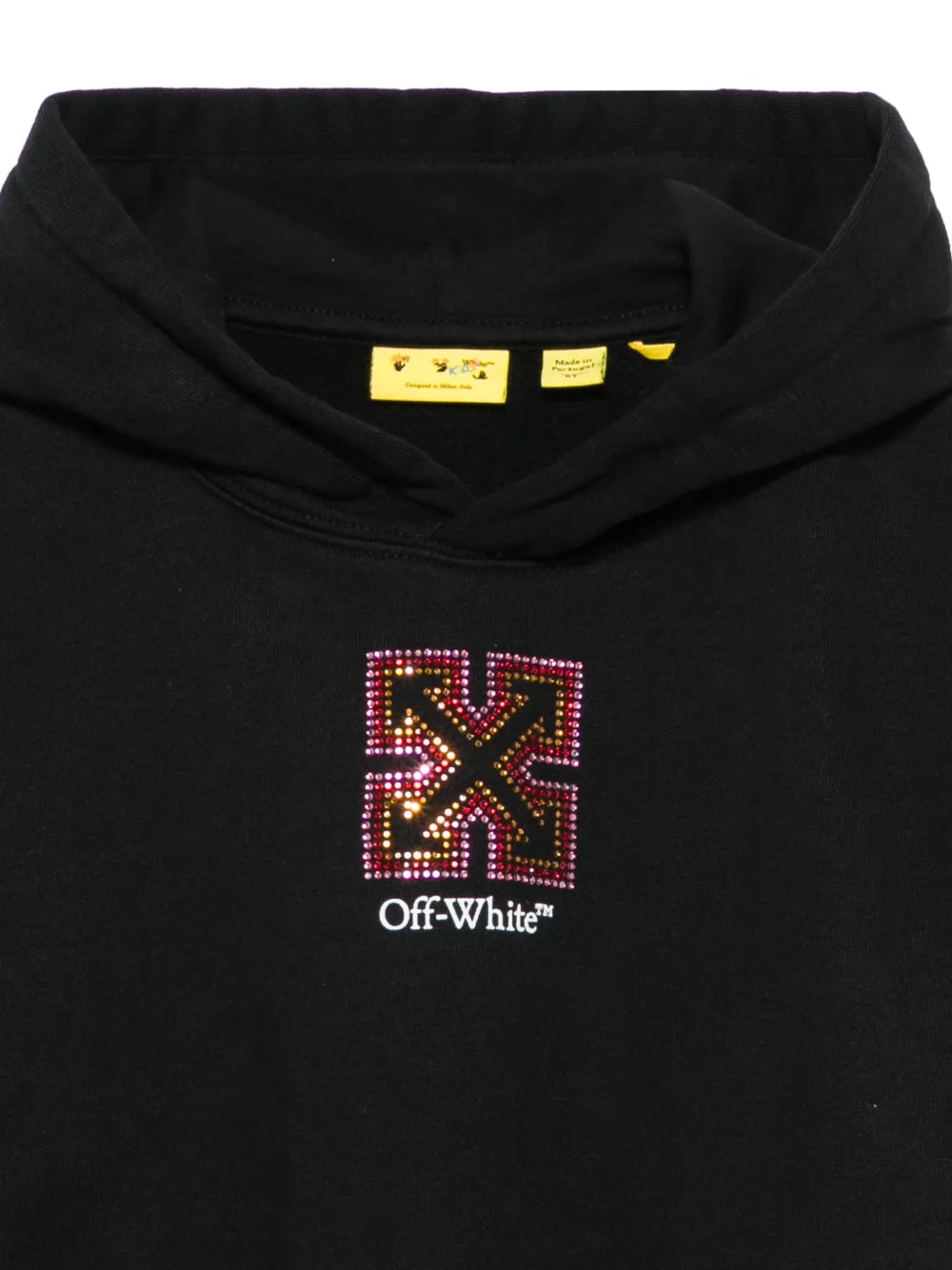 Off-White Kids Arrows-motif rhinestone-embellished hoodie Zwart