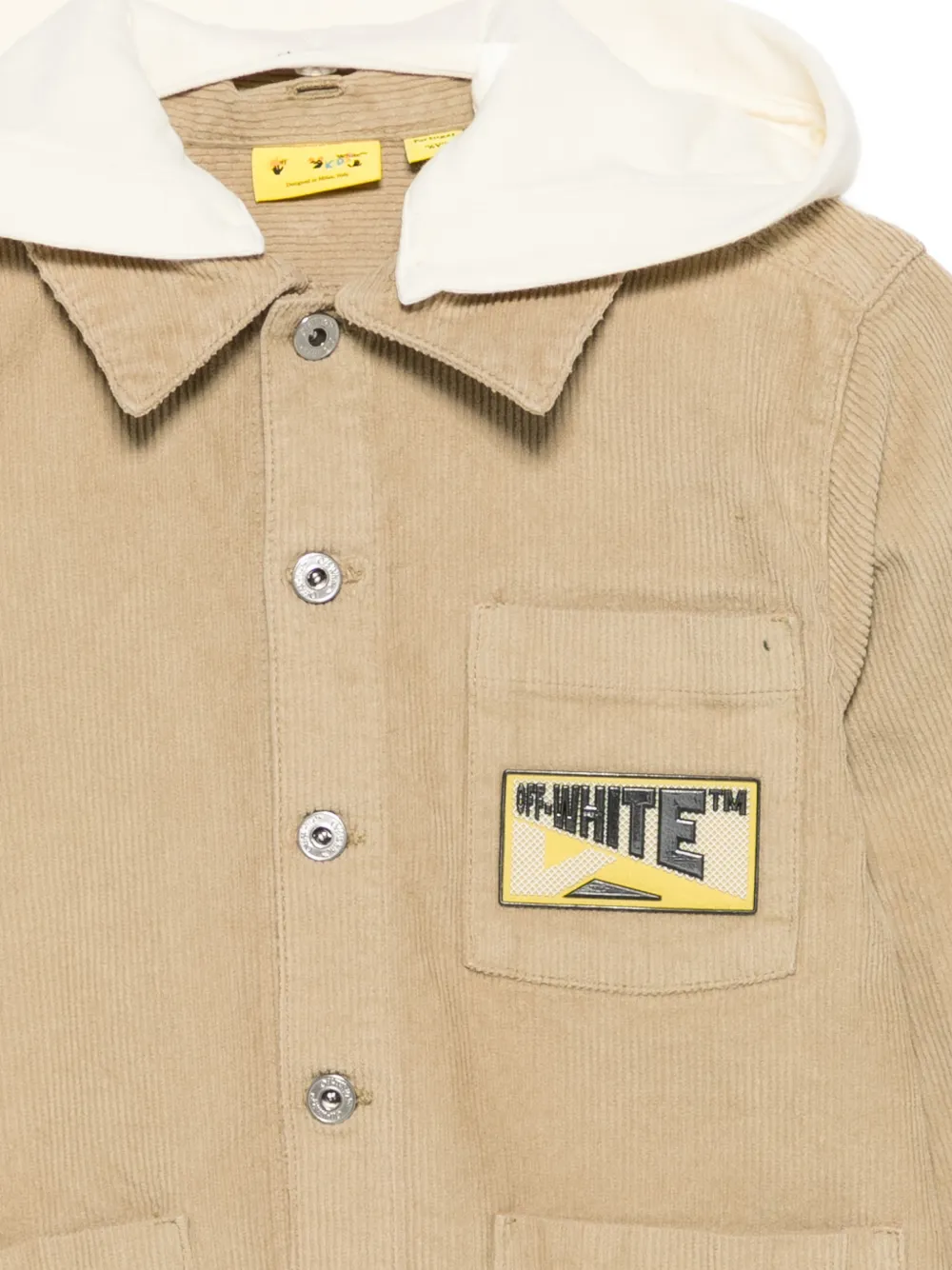 Off-White Kids Ribfluwelen jas Beige