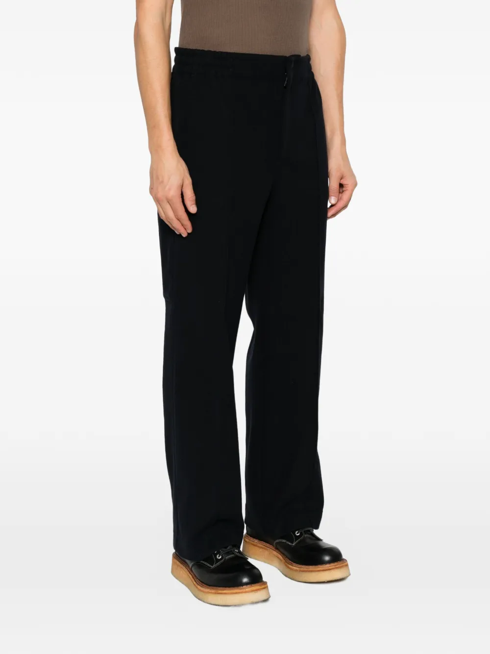 Moncler Grenoble Straight broek met logopatch Blauw