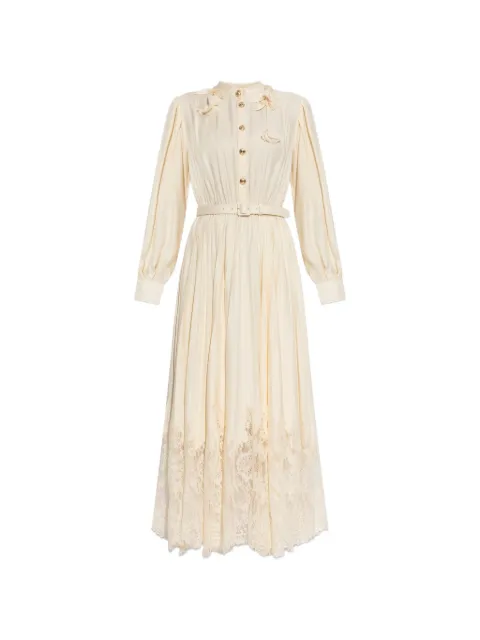 Self-Portrait lace-trim pleated dress