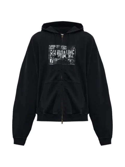 VETEMENTS slogan-print zip-up hoodie