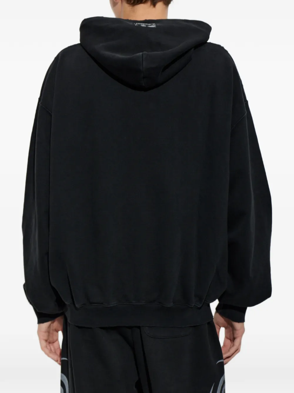 VETEMENTS slogan-print zip-up hoodie Zwart