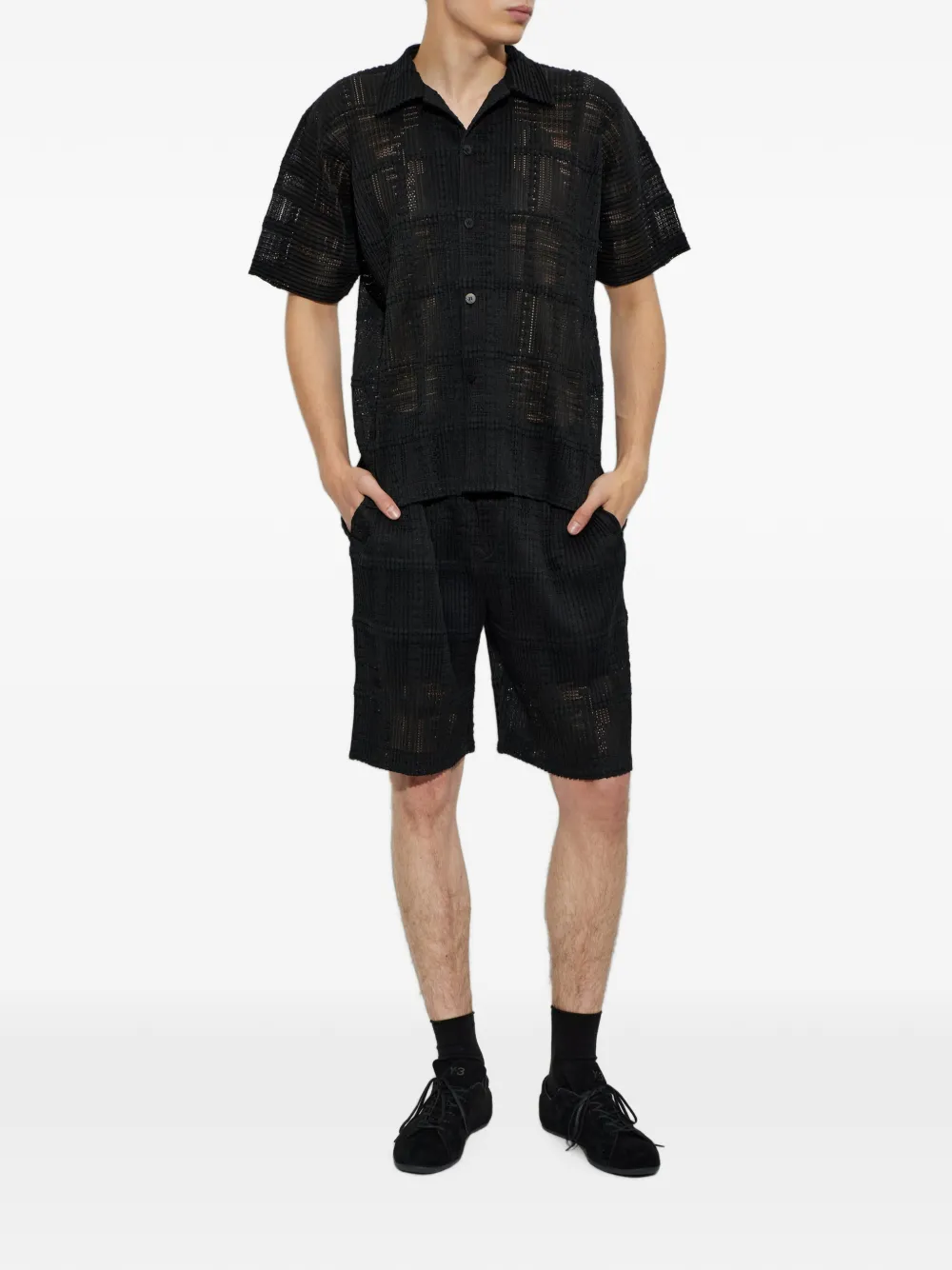 Homme Plissé Issey Miyake Gestreept overhemd Zwart