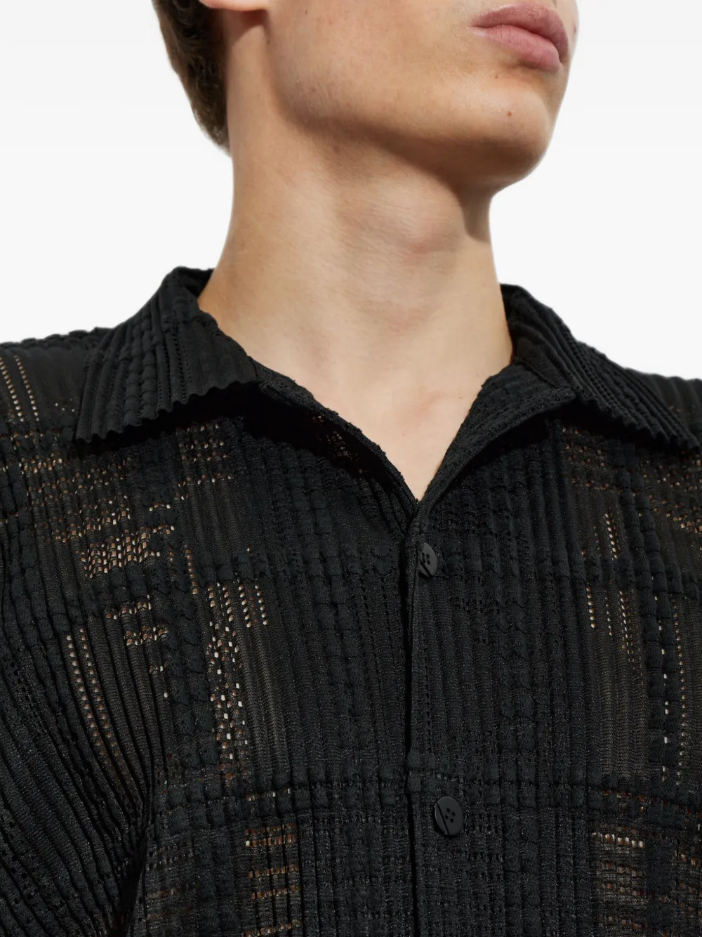 Homme Plissé Issey Miyake Gestreept overhemd Zwart