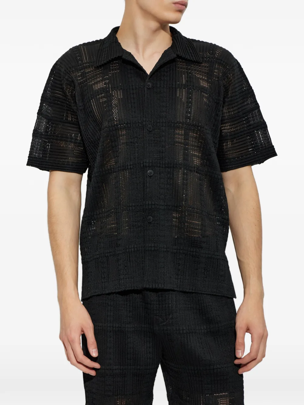 Homme Plissé Issey Miyake Gestreept overhemd Zwart