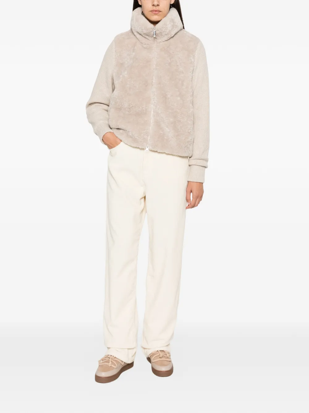 Bomboogie Panelled Jacket In Neutral