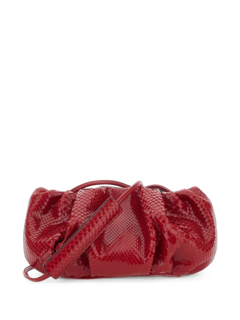 BIAGINI Pillow ruched python-skin clutch bag - Rosso