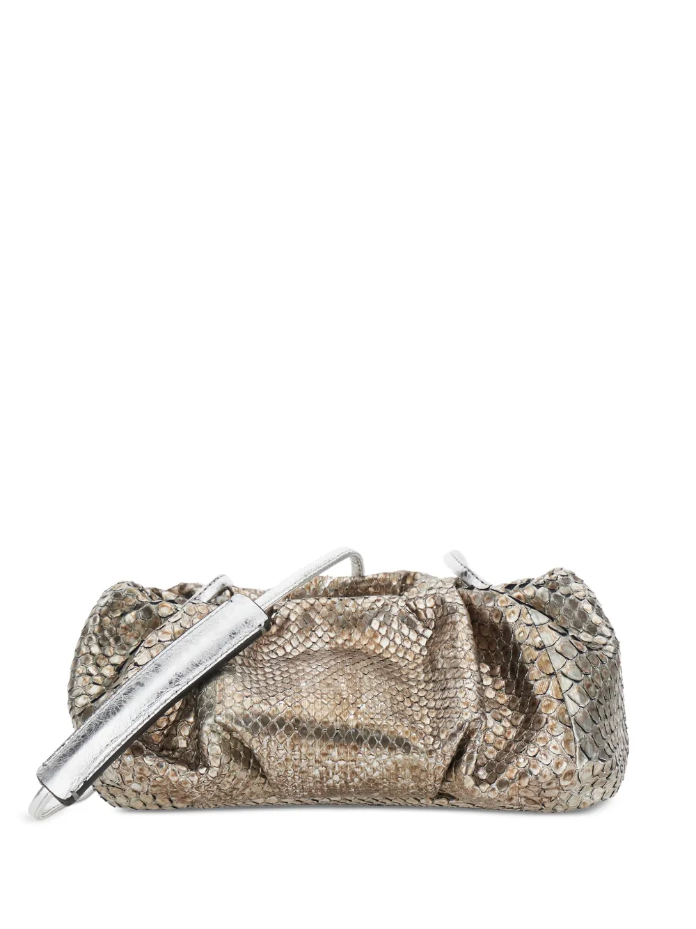 BIAGINI Pillow python-skin ruched clutch bag - Grigio