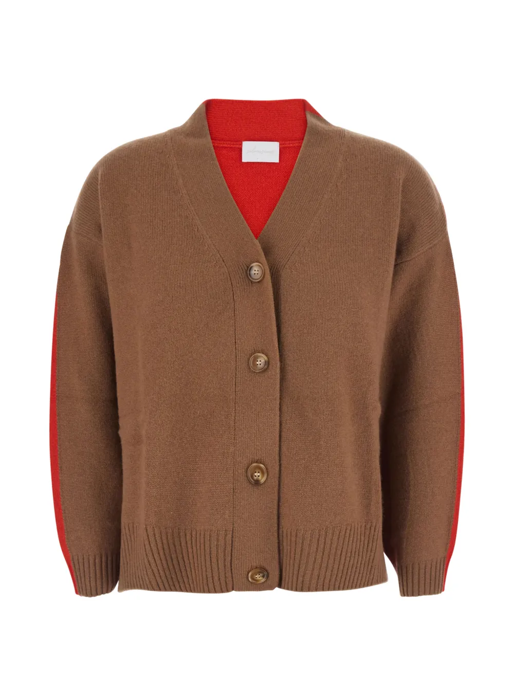 Solocascmir two-tone V-neck cardigan