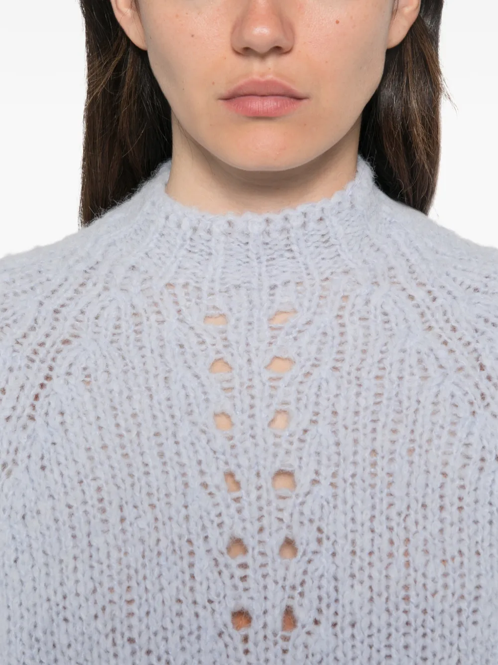 TWINSET pointelle-knit raglan-sleeve sweater Blauw