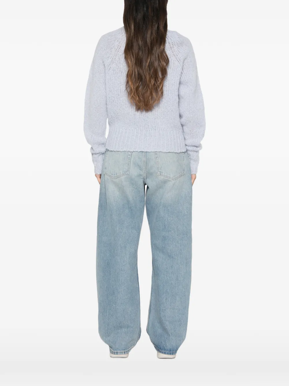 TWINSET pointelle-knit raglan-sleeve sweater Blauw