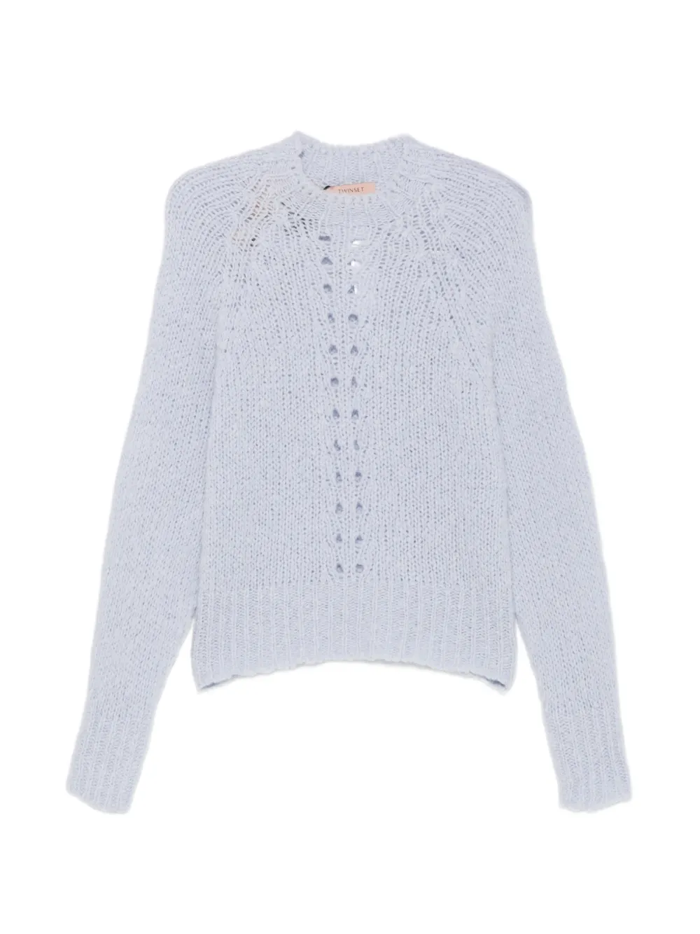 TWINSET pointelle-knit raglan-sleeve sweater Blauw