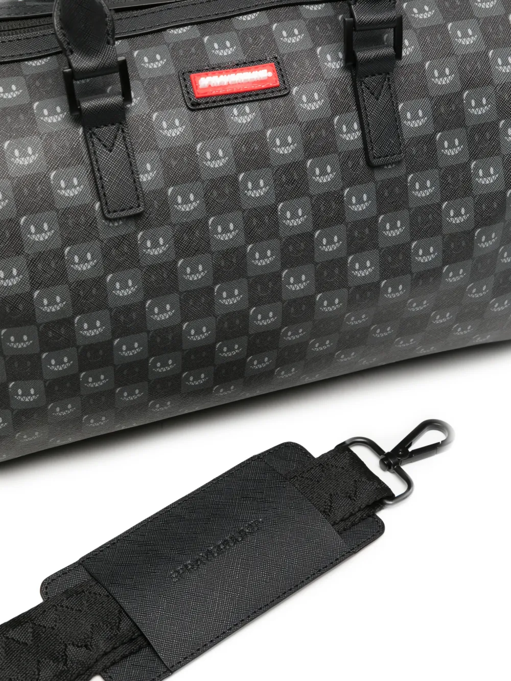 Sprayground Geruite shopper met haaien-patroon Zwart