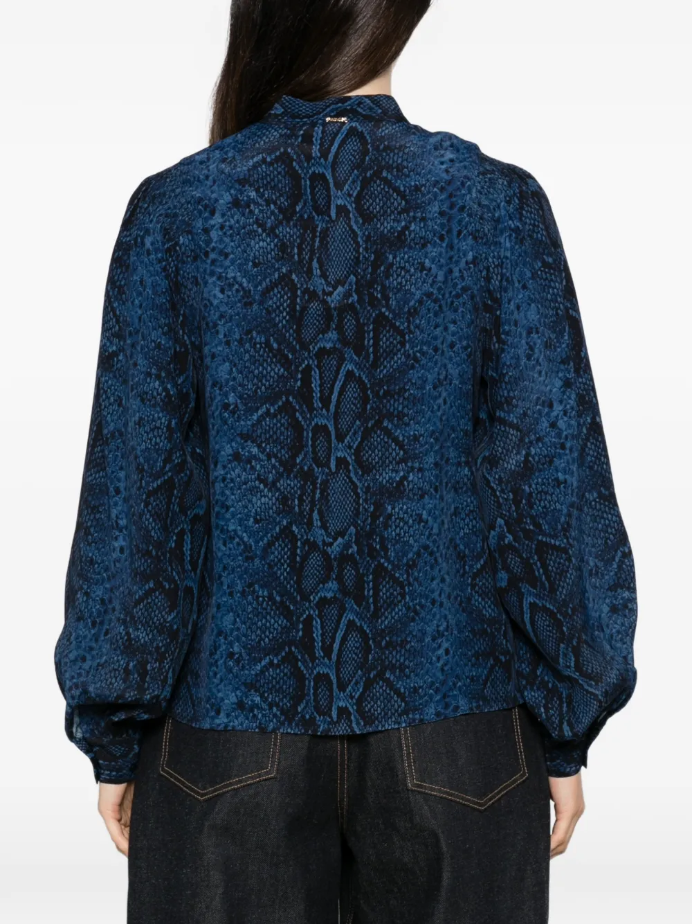 TWINSET Blouse met pofmouwen en slangenprint Blauw