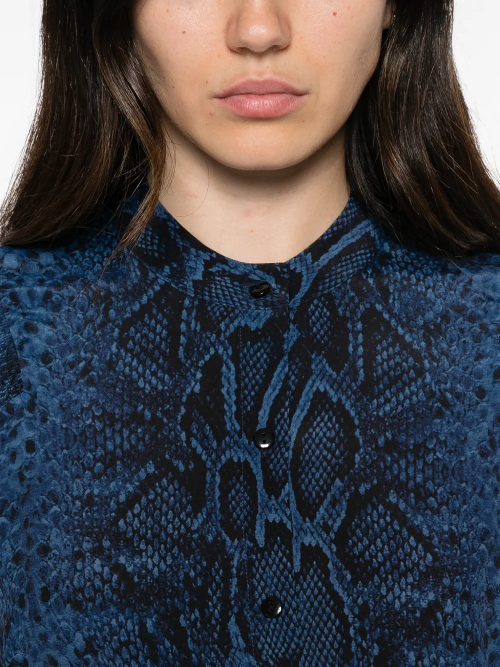 TWINSET Blouse met pofmouwen en slangenprint Blauw