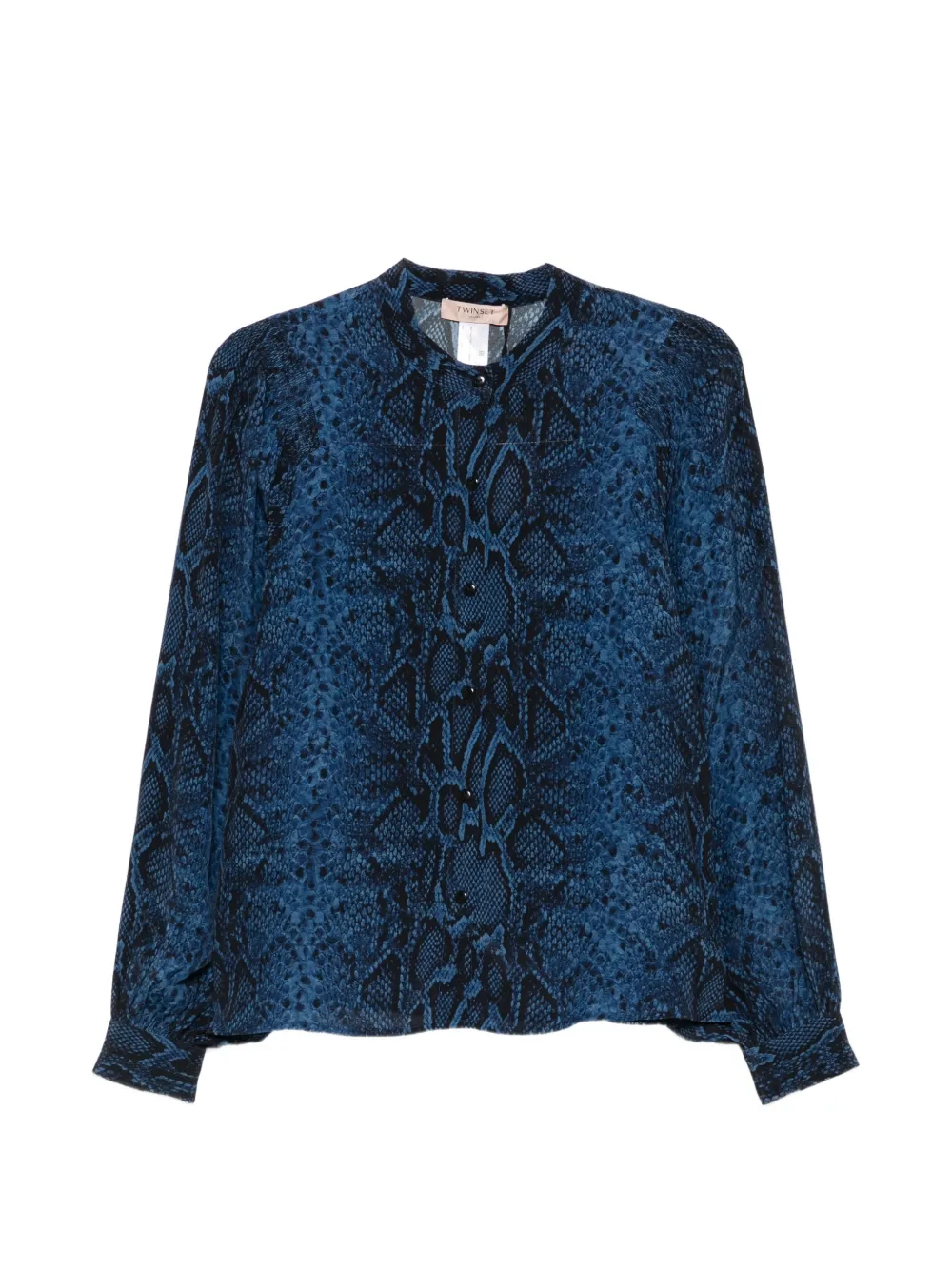 TWINSET snake-print puff-sleeve shirt - Bleu TWINSET snake-print puff-sleeve shirt - Bleu