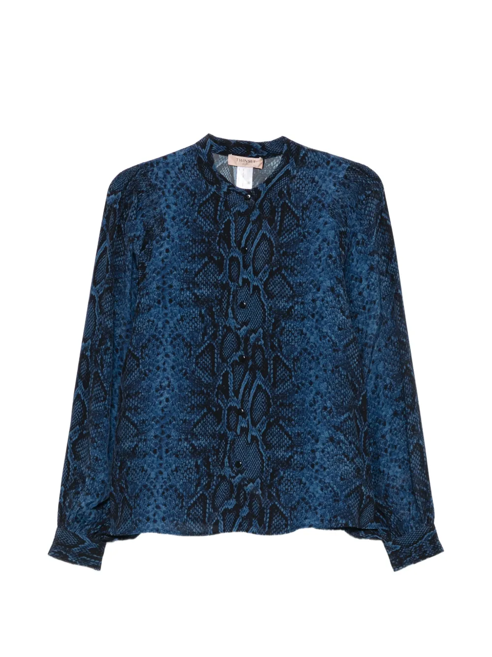 TWINSET snake-print puff-sleeve shirt - Blau