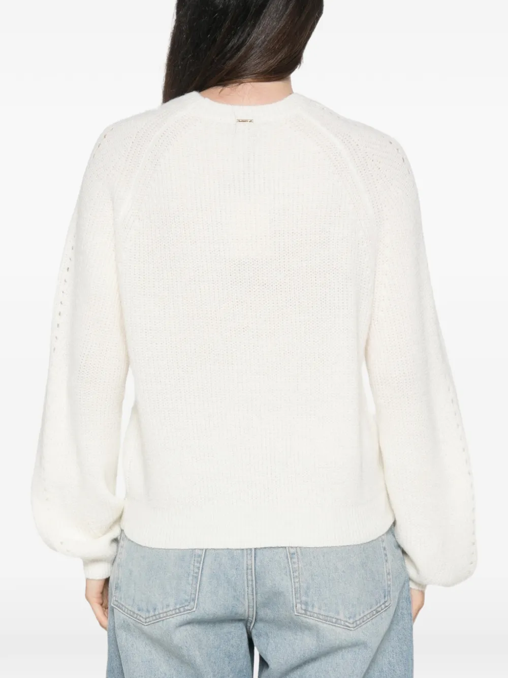 TWINSET Ribgebreide trui met bloemapplicatie Wit