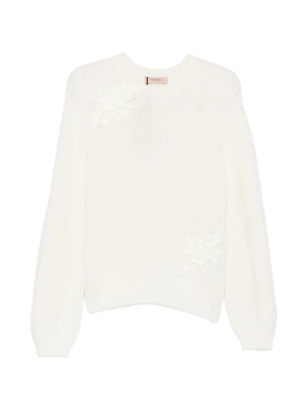 TWINSET floral-appliqué raglan-sleeve sweater