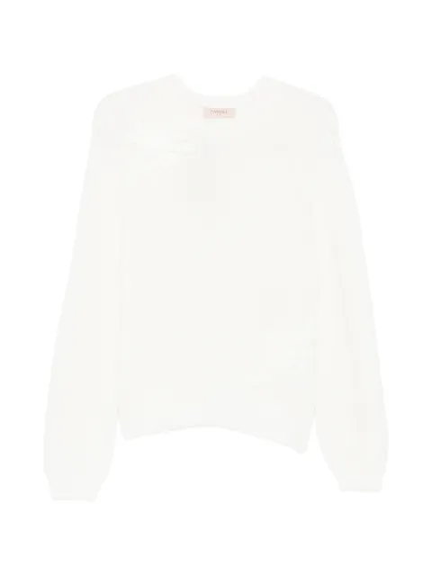 TWINSET sweater med raglanærmer og blomstret applikation