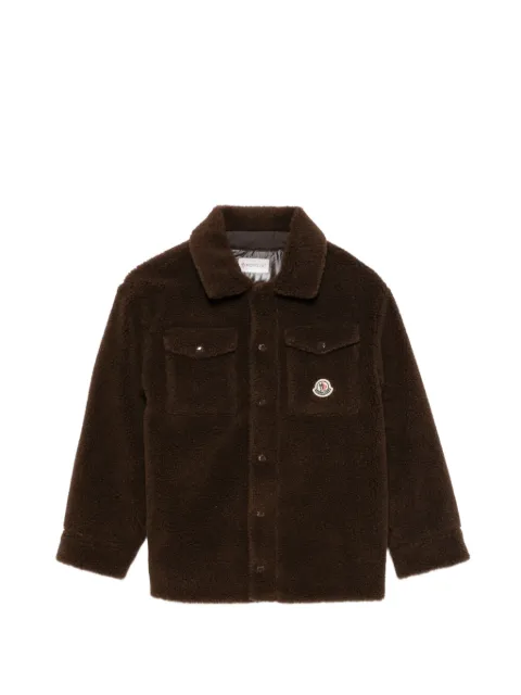 Moncler Enfant fleece-texture logo-patch jacket