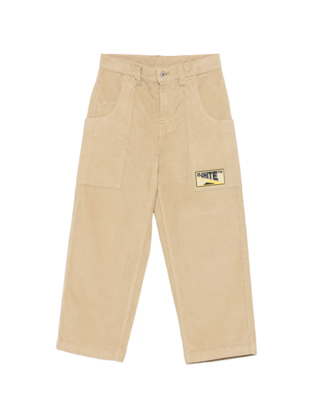 Off-White Kids logo-patch corduroy trousers - Toni neutri