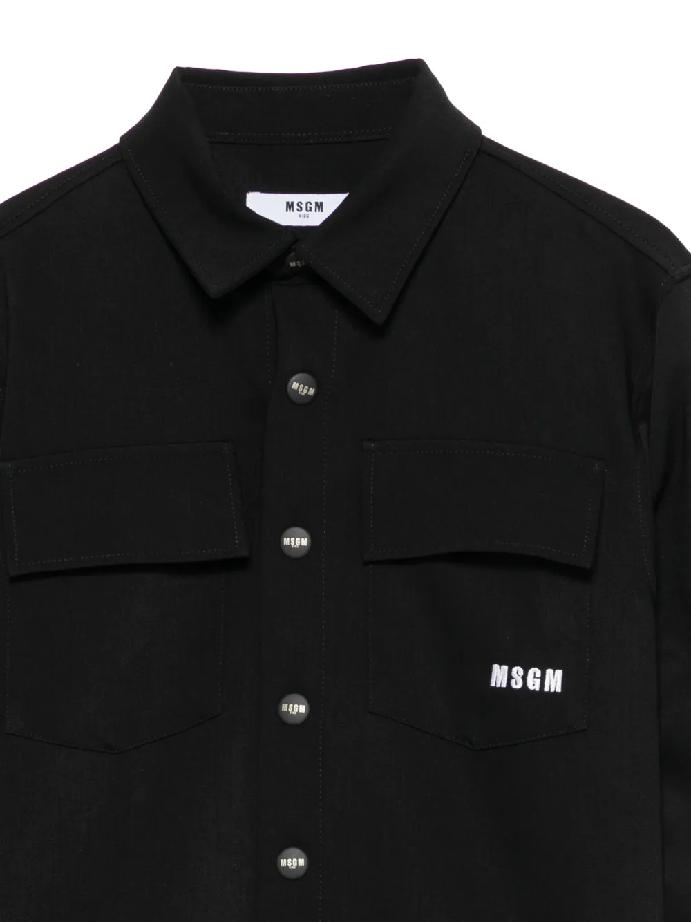 MSGM Kids logo-embroidered buttoned shirt Zwart