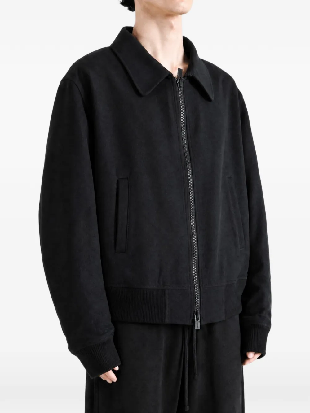 Yohji Yamamoto Jack met rits en kraag Zwart