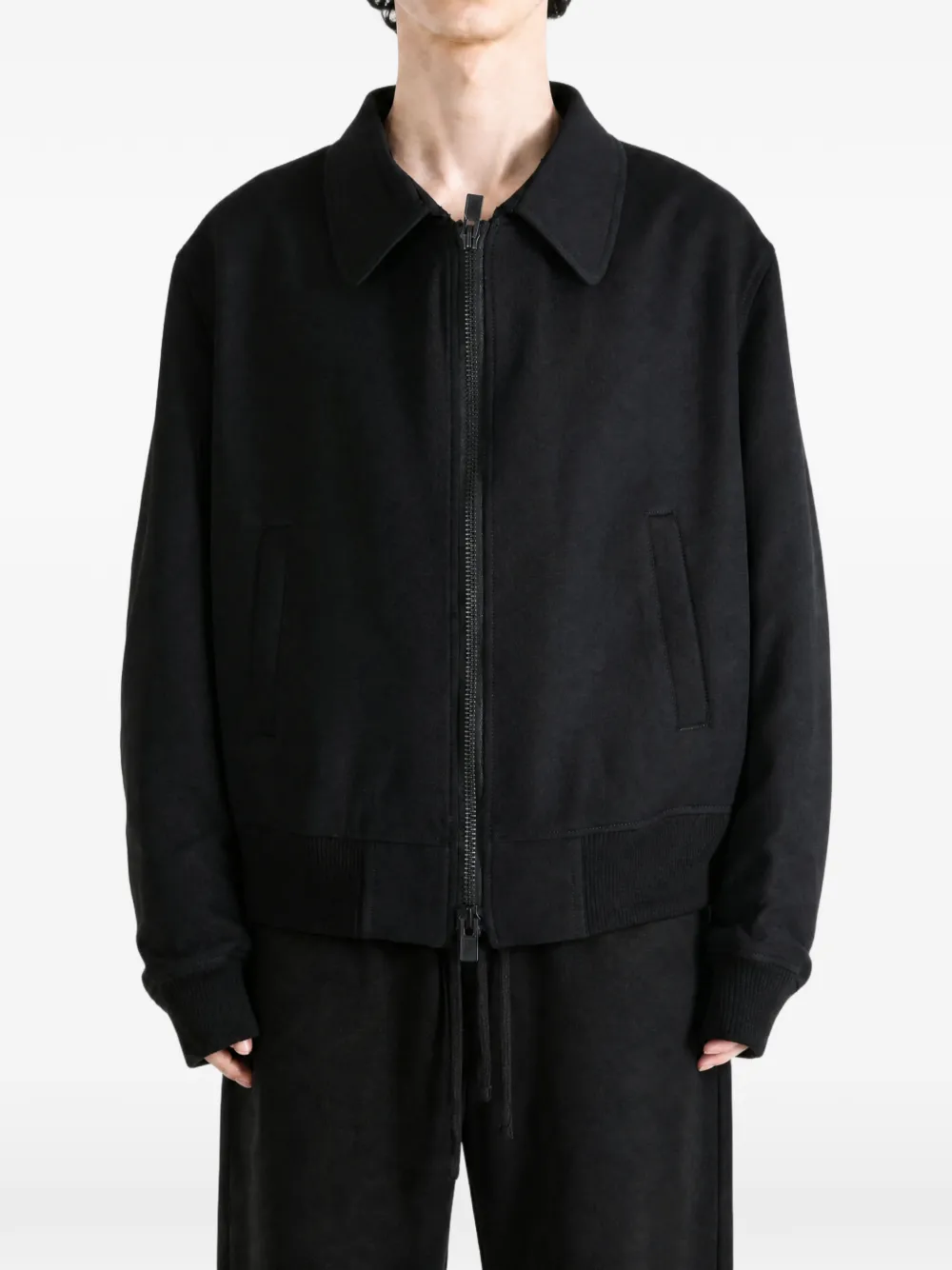 Yohji Yamamoto Jack met rits en kraag Zwart
